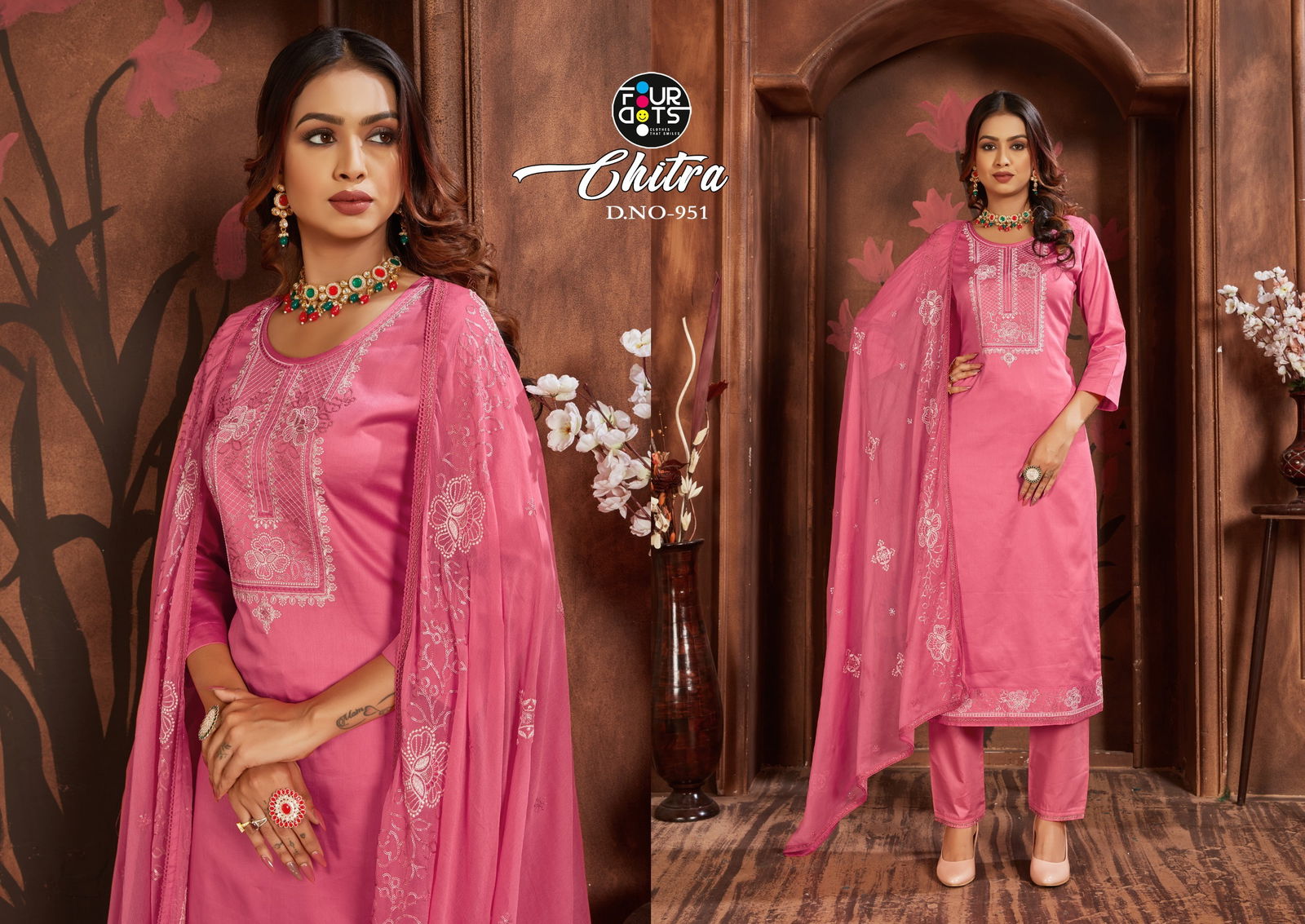 Chitra By Fourdots Heavy Work Jam Silk Cotton Wholesale Designer Salwar Suits Manufacturers